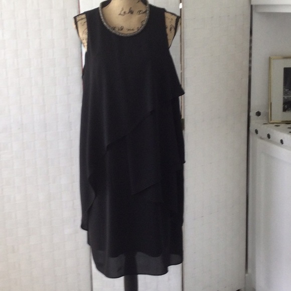 Black Dress by She’s beads around the neckline size 16 New.       #38 - Picture 1 of 11